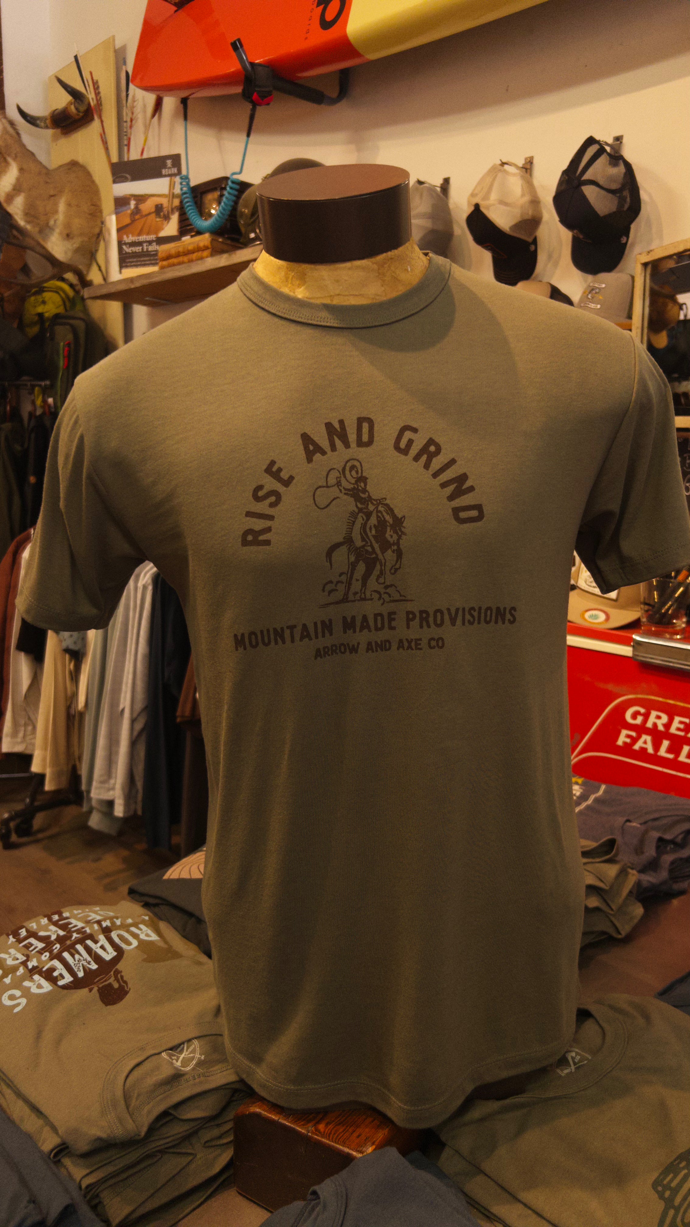 Rise and Grind | Arrow and Axe Unisex Short Sleeve Tee Shirt