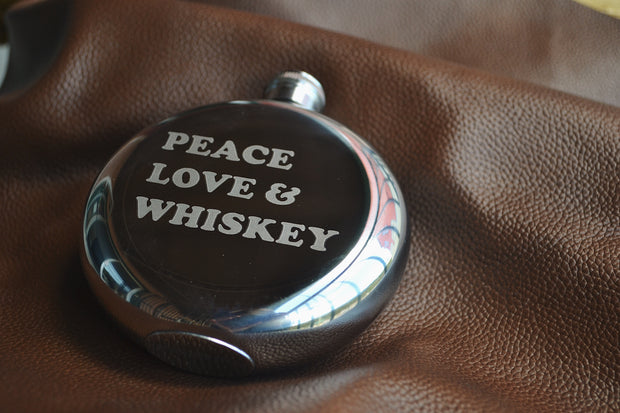Peace, Love and Whiskey ~ Arrow & Axe Flask