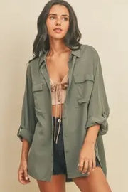 Tencel Oversized Shirt Olive