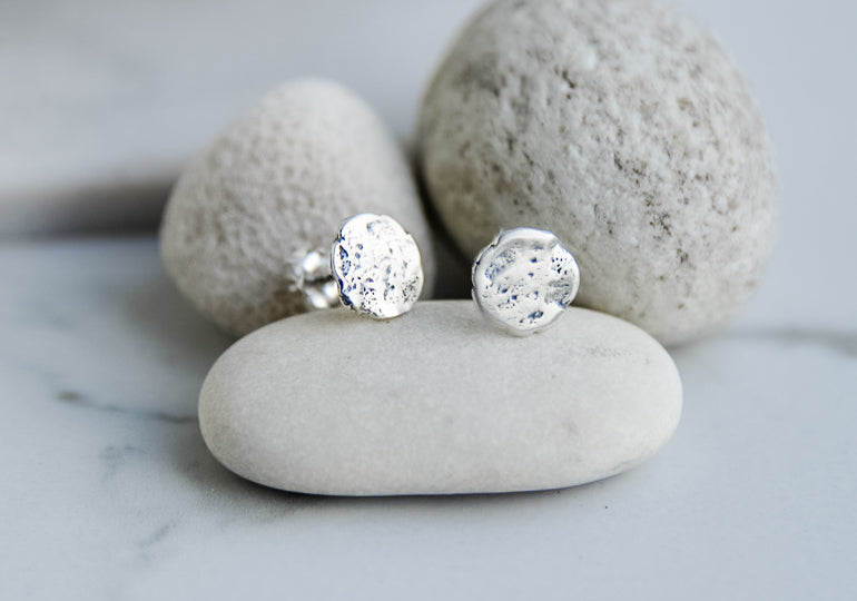 Full Moon Stud Earrings Sterling Silver