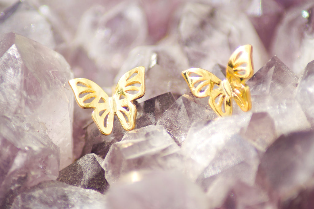 Gold Butterfly Studs