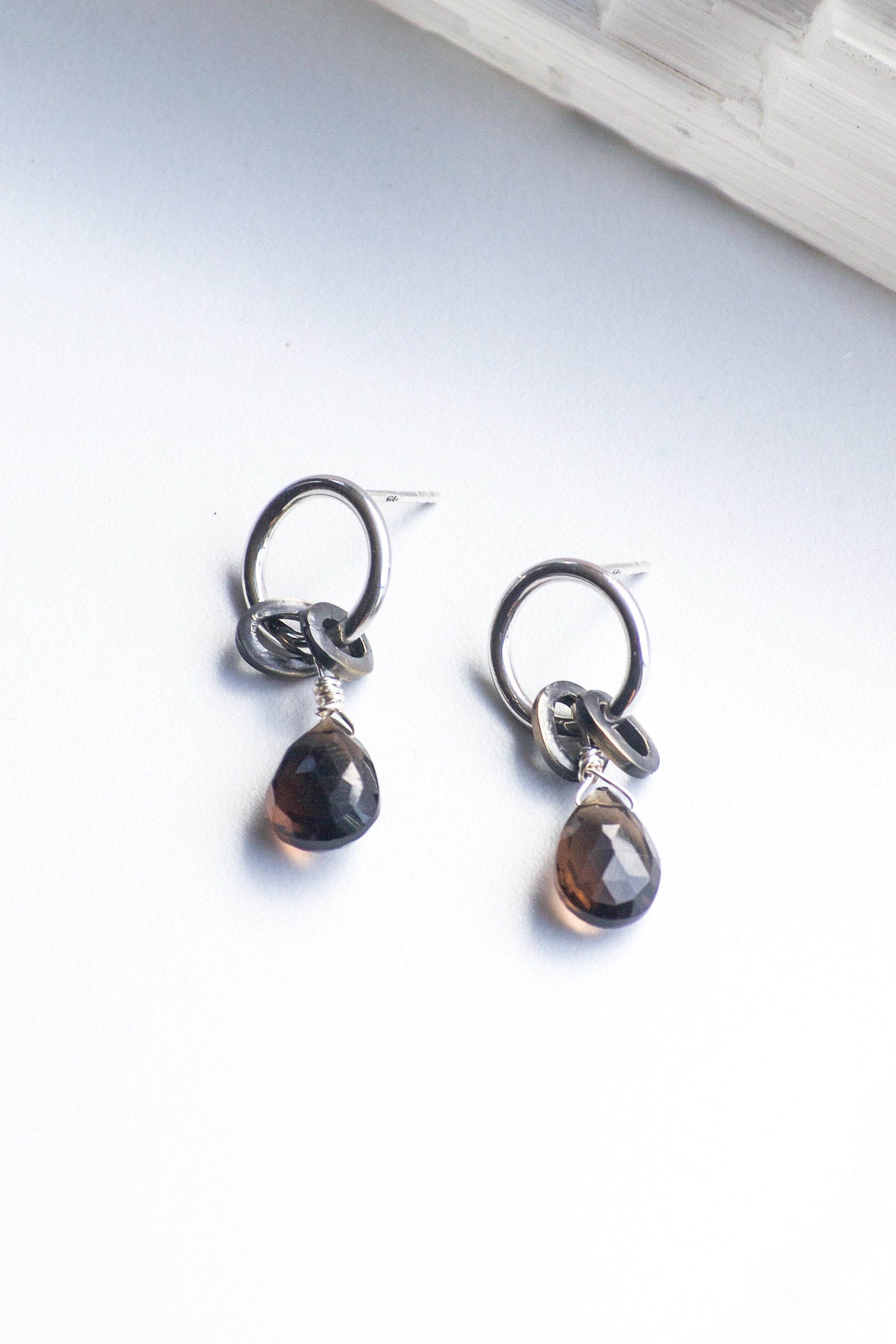 Smoky Quartz Orb Studs