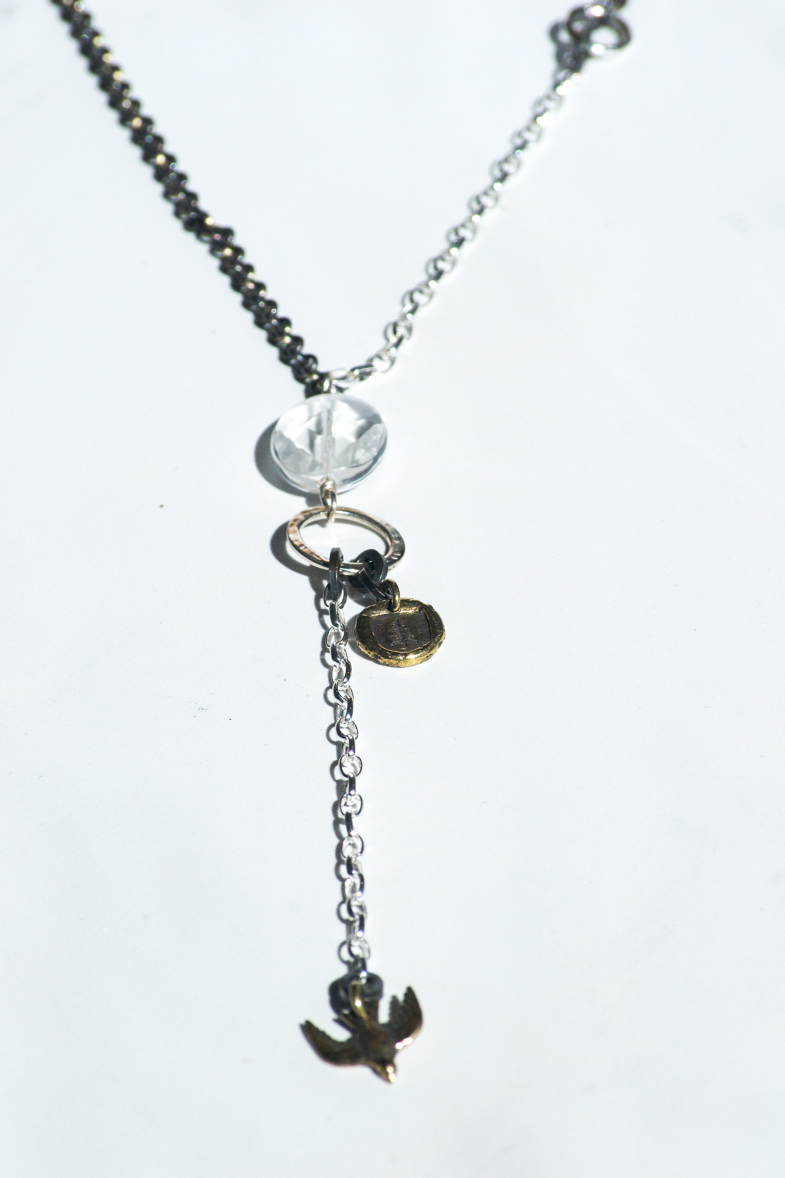 Quartz Tree and Sparrow Necklace