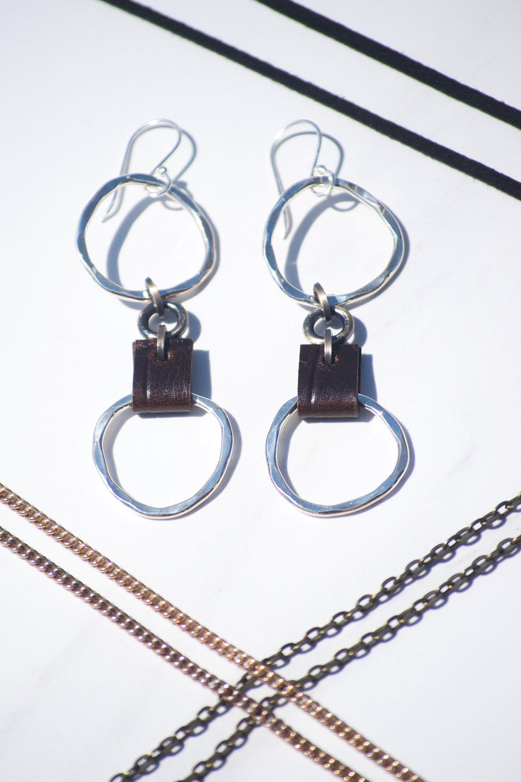 High Low Leather Hoops