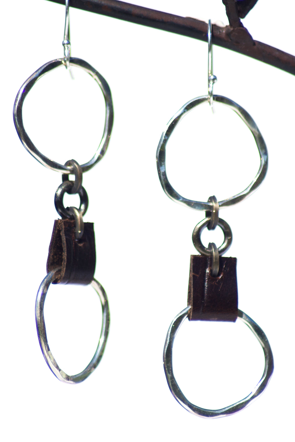 High Low Leather Hoops