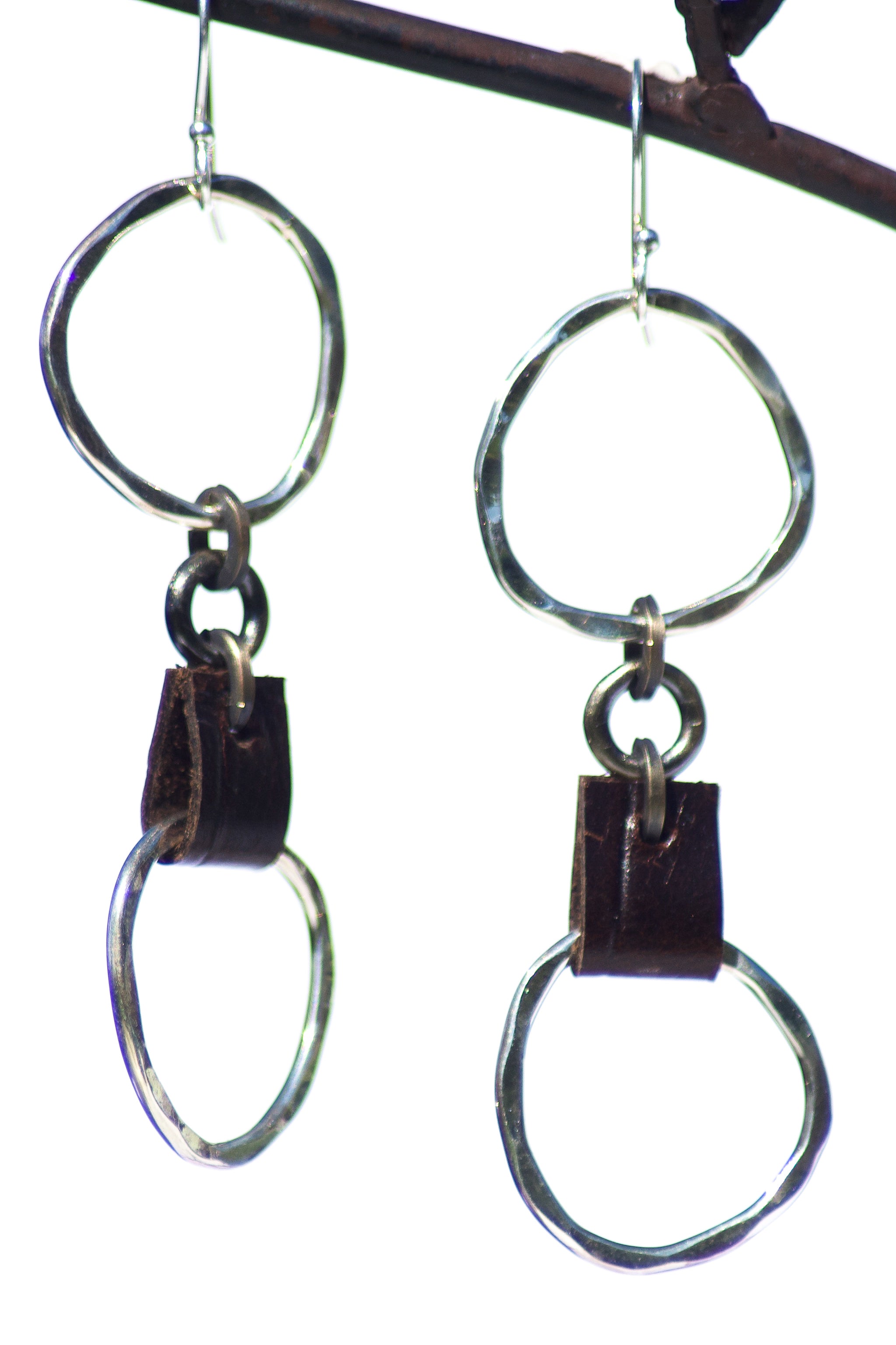 High Low Leather Hoops